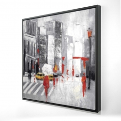 Framed 48 x 48 - 3D - Abstract cloudy city street