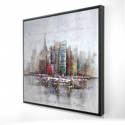 Cityscape with typography in relief