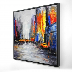 Color spotted street with taxis