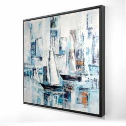 Framed 24 x 24 - 3D - Abstract shapes and boats