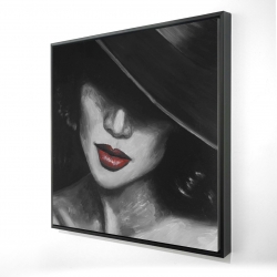 Framed 36 x 36 - 3D - Mysterious red lips lady