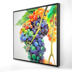 Framed 24 x 24 - 3D - Colorful bunch of grapes