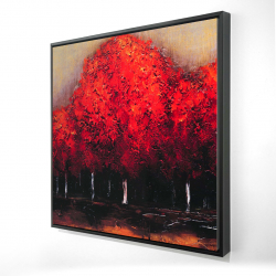 Framed 36 x 36 - 3D - Red dark trees