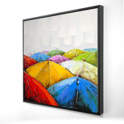 Colorful umbrellas under the rain