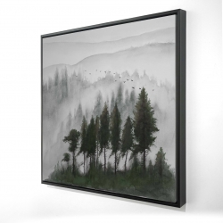 Mountains landscape in dark watercolor
