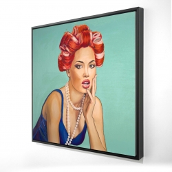 Framed 36 x 36 - 3D - Pin up girl with curlers