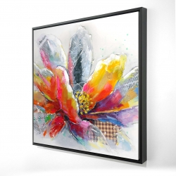 Framed 36 x 36 - 3D - Abstract flower with texture