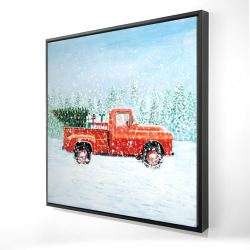Framed 48 x 48 - 3D - Christmas tree truck