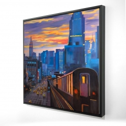 Framed 24 x 24 - 3D - Subway in new-york city