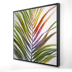 Framed 24 x 24 - 3D - Watercolor tropical palm leave