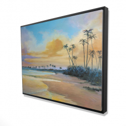 Framed 36 x 48 - 3D - Sunset by the sea