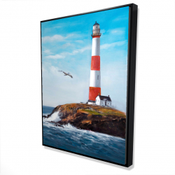 Framed 36 x 48 - 3D - Lighthouse at the edge of the sea