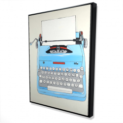 Framed 36 x 48 - 3D - Blue typewritter machine