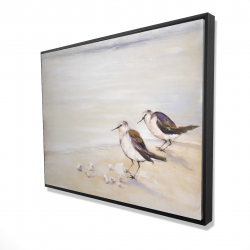 Framed 36 x 48 - 3D - Two sandpipers on the beach