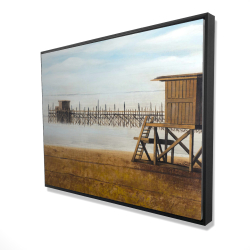 Framed 36 x 48 - 3D - Lifeguard tower at the beach