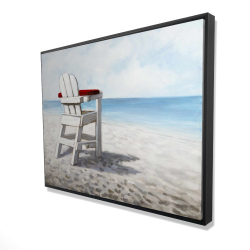 Framed 36 x 48 - 3D - White beach chair