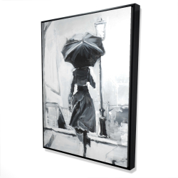 Woman running in the rain