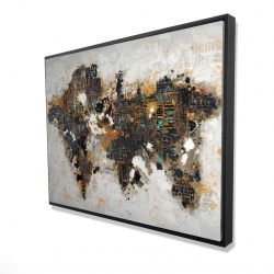 Framed 36 x 48 - 3D - Abstract world map with typography