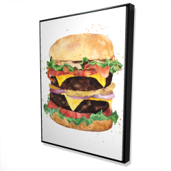 Cheeseburger double tout garni à l'aquarelle