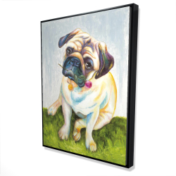Cute pug with a rose in his mouth