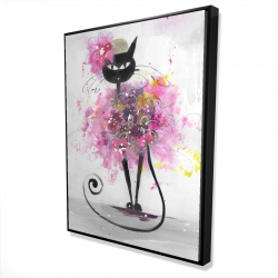 Cartoon cat with pink flowers