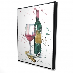 Framed 36 x 48 - 3D - Bottle of red wine
