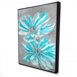 Framed 36 x 48 - 3D - Two little abstract blue flowers