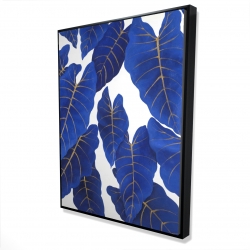 Framed 36 x 48 - 3D - Tropical abstract blue leaves