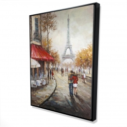Framed 36 x 48 - 3D - Couple walking in paris street