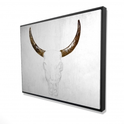 Framed 36 x 48 - 3D - Bull skull with brown horns