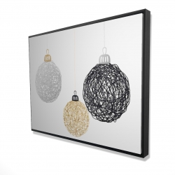 Framed 36 x 48 - 3D - Three christmas balls