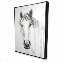 Framed 36 x 48 - 3D - Solitary white horse