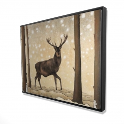 Framed 36 x 48 - 3D - Roe deer in a winter landscape