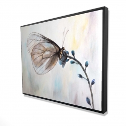 Papillon sur fleurs bleues