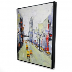 Gray street with yellow and red accents