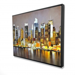 Framed 36 x 48 - 3D - Texturized skyscrapers by night