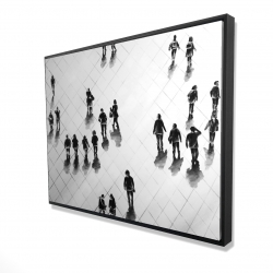 Overhead view of people on the street