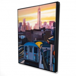 Framed 36 x 48 - 3D - Sunset over the subway in new-york