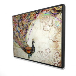 Framed 36 x 48 - 3D - Peacock with gold feathers