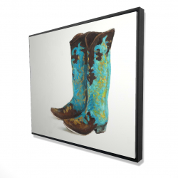 Framed 48 x 60 - 3D - Blue cowboy boots