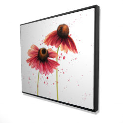 Framed 48 x 60 - 3D - Two pink daisies