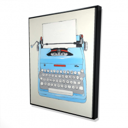 Framed 48 x 60 - 3D - Blue typewritter machine