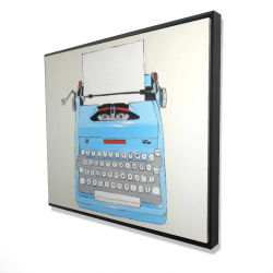Framed 48 x 60 - 3D - Blue typewritter machine
