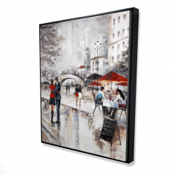 Framed 48 x 60 - 3D - Young couple hugging in the street