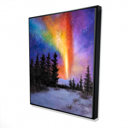 Framed 48 x 60 - 3D - Aurora borealis in the forest