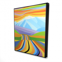 Framed 48 x 60 - 3D - Mountain road multicolored