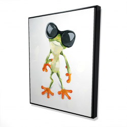 Framed 48 x 60 - 3D - Funny frog with sunglasses