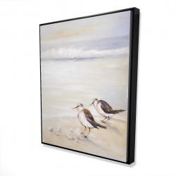 Framed 48 x 60 - 3D - Two sandpipers on the beach