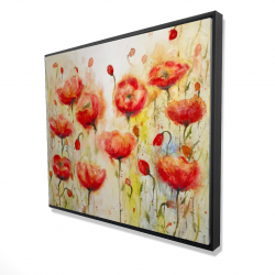 Framed 48 x 60 - 3D - Red flowers garden