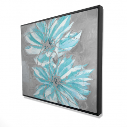 Framed 48 x 60 - 3D - Two little abstract blue flowers